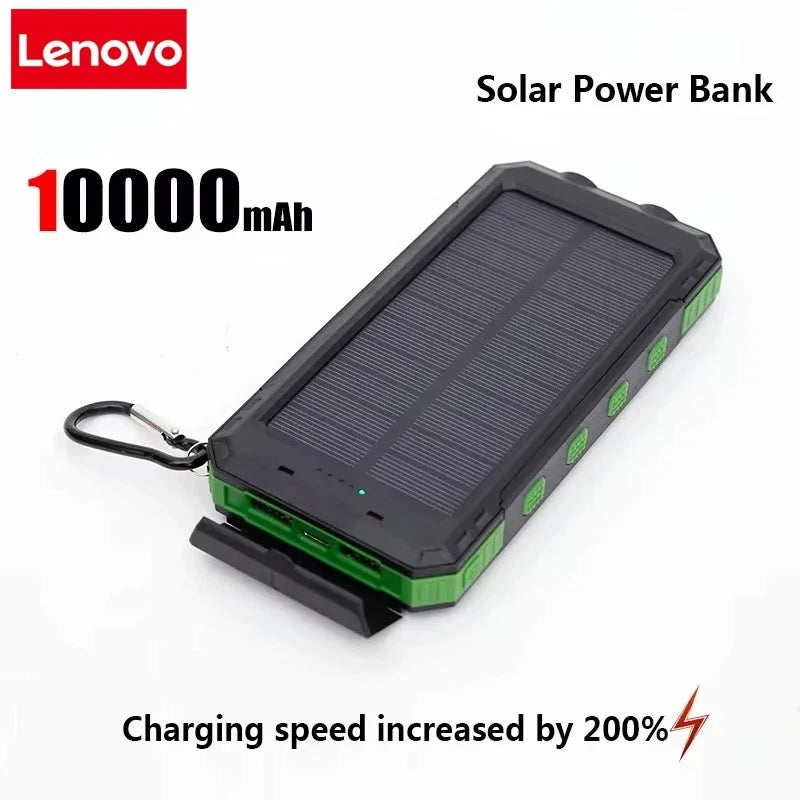 Lenovo 200000mAh Solar Power Bank Portable Charging Poverbank External Battery Charger Strong Light LDE Light for iphone Huawei Car Mobile World