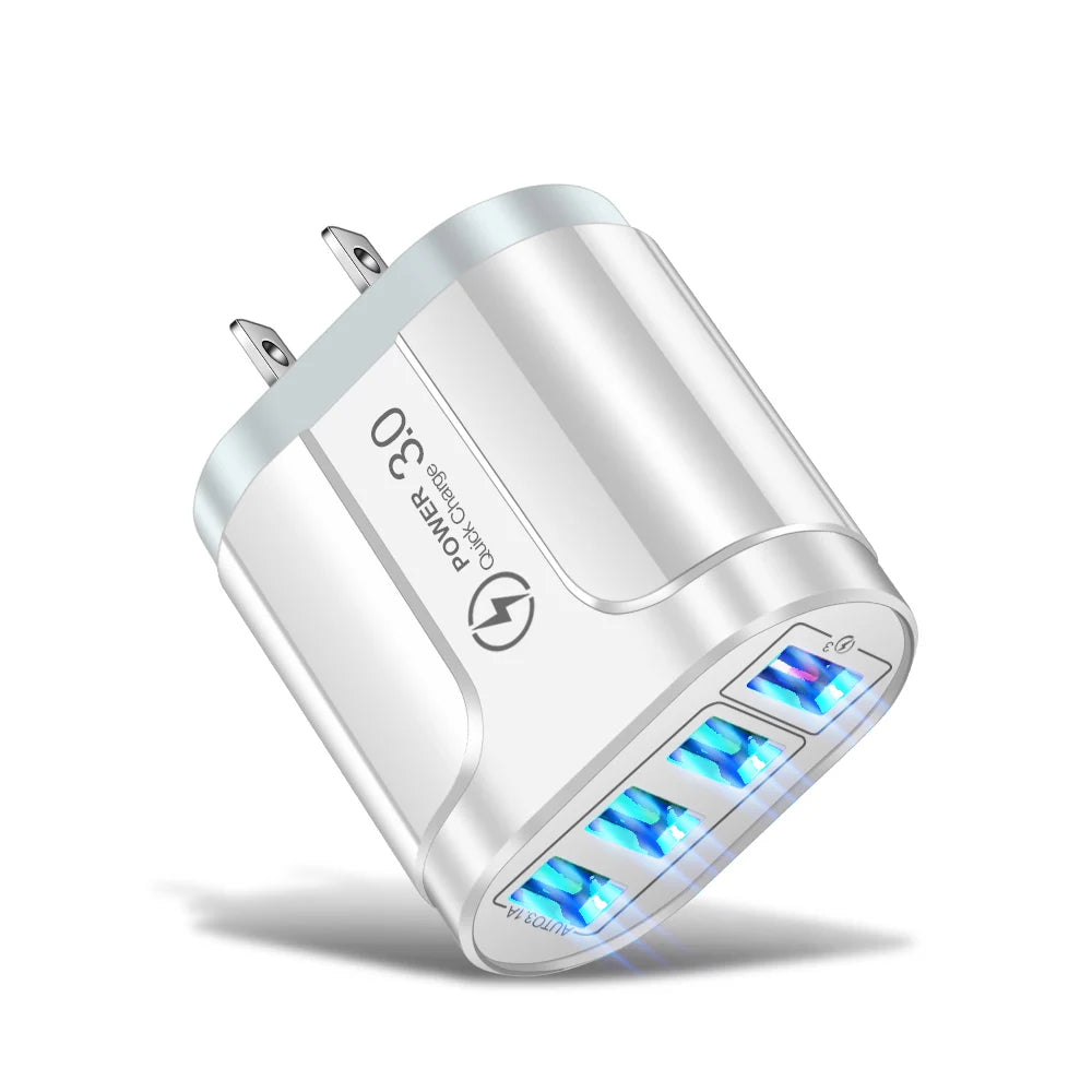 Vumpach 4 Ports USB Fast Charger Quick Charge 3.0 48W Wall Mobile Phone Fast Charging For iPhone Samsung Xiaomi  Adapter Travel Car Mobile World