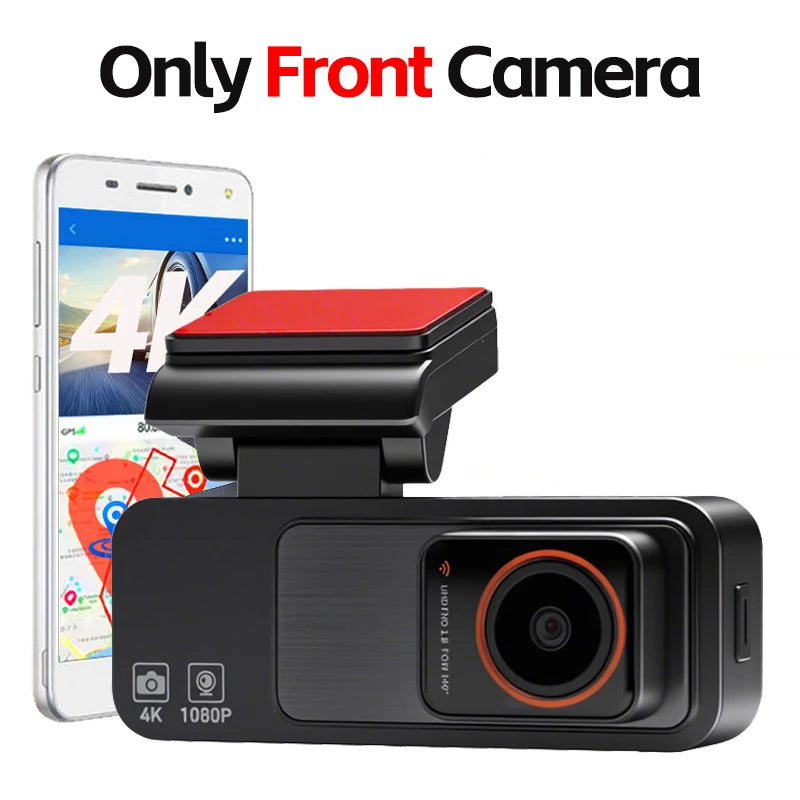 4K Dash Cam Built-in GPS WiFi Front and Rear Supercapacitor 24H Parking Monitor Dual Lens 3.2"IPS 2160P Car Driving Recorder DVR Car Mobile World