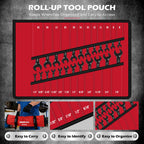 SEDY 24Pcs Ratcheting Wrench Set 72-Tooth CR-V Steel with Durable Black Finish Ratchet Spanners with Roll-Up Tool Pouch Repair