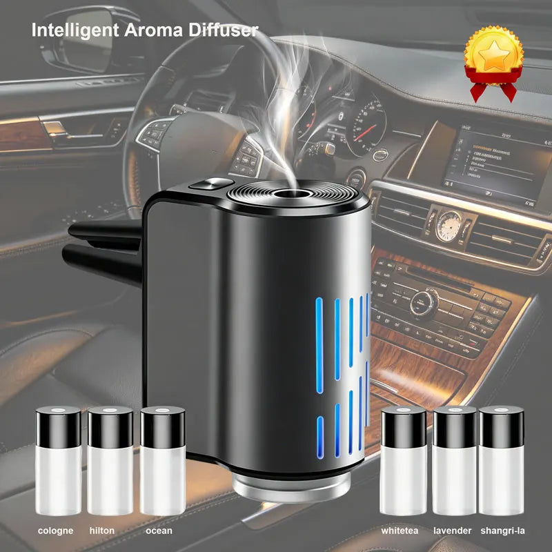 Car Aroma Diffuser Air Freshener Odor Eliminator  Vechile Air Vent Perfume Night Light Refill Fragrance