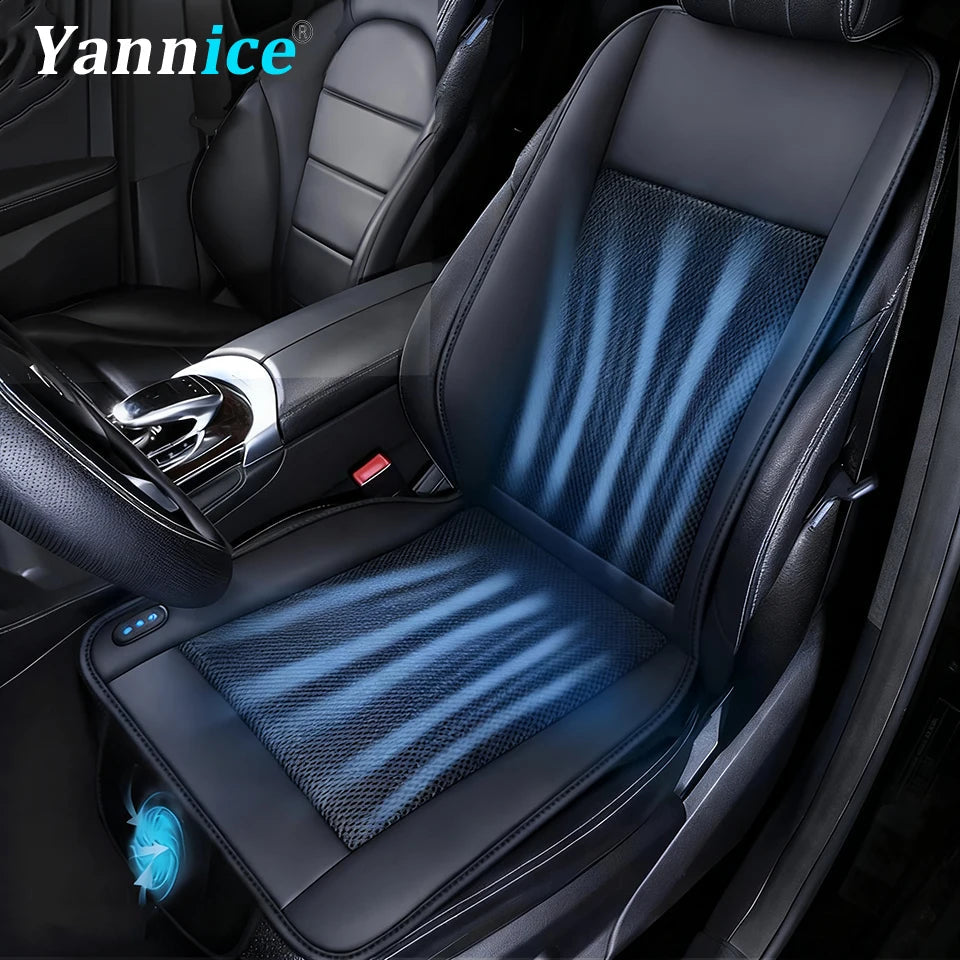 Luxury PU Leather Car Cooling Seat Cushion USB 12V/24V Universal Front Seat Cooled Cover With Fan Car Interior Seat Cooling Pad CM World