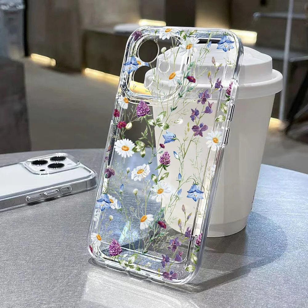 Cute Flower Clear Case For Samsung Galaxy A56 5G A57 A36 S26 S25 Ultra S24 FE S23 Case A37 A55 A54 A26 A07 A17 Shockproof Cover Car Mobile World