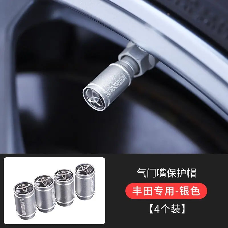 4Pcs Matt Car Wheel Tire Valve Caps for Toyota RAV4 Corolla Camry Frontier Supra C-HR Hilux Tacoma PradoCorolla CHR Accessories CM World