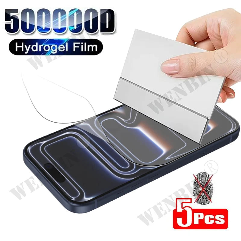 5Pcs Hydrogel Film For iPhone 17 Pro Max 17 Air 16 16e 15 14 13 12 11 Pro Max Plus Full Cover Screen Protector For iPhone 17 Car Mobile World