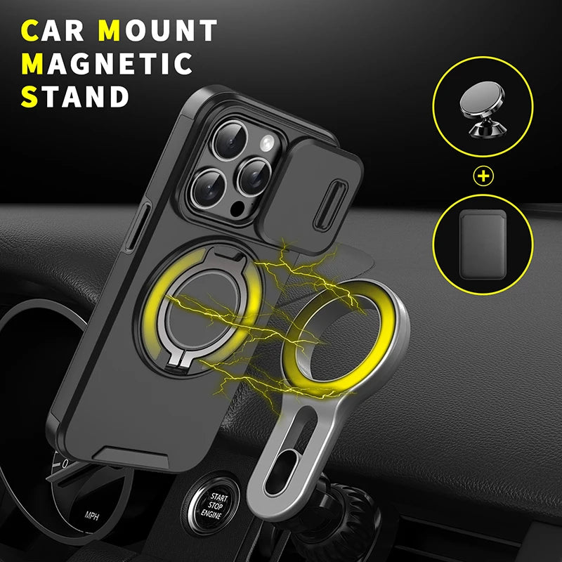 360°Rotating Hidden Metal Ring Car Holder Soft TPU+Hard PC Bumper Phone Case For IPhone 15 Pro Max 13 12 11 14 16 Pro Max Plus Car Mobile World