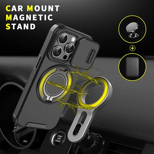 360°Rotating Hidden Metal Ring Car Holder Soft TPU+Hard PC Bumper Phone Case For IPhone 15 Pro Max 13 12 11 14 16 Pro Max Plus Car Mobile World