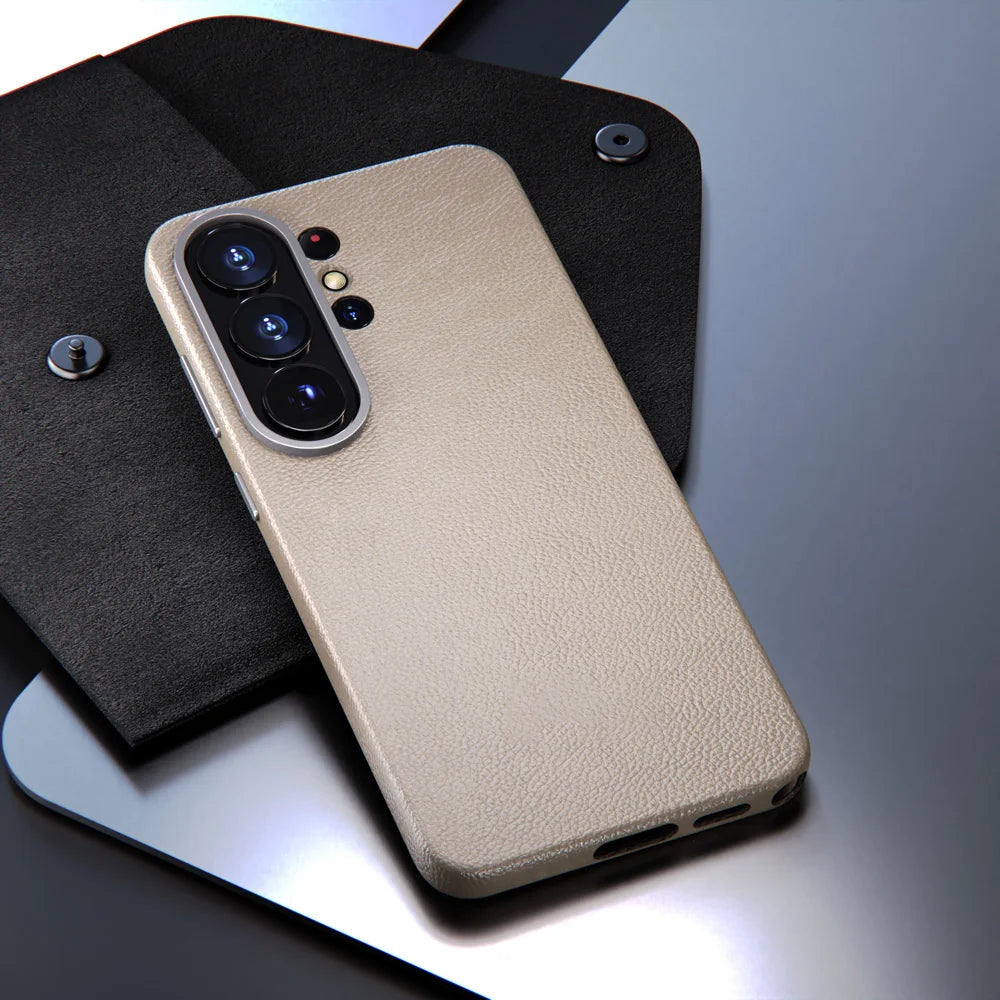 Luxury Genuine Leather Case for Samsung Galaxy S26 Ultra S26+ S26 5G Strong Magnetic Cover Soft Touch Shockproof Hard Back Shell