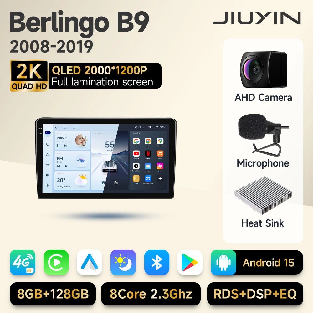 Car Radio 2 Din Stereo For Citroen Berlingo B9 Peugeot Partner 2008-2019 Android Auto Multimedia Player 4G WIFI Carplay GPS Navi CM World