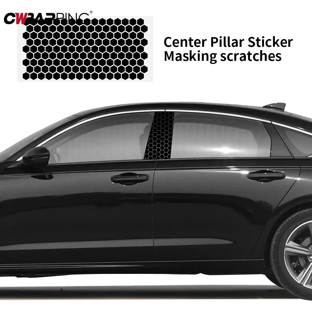 Car Adhesive Vinyl Wrap Honeycomb B-pillar Vinyl Decal DIY Waterproof Center Column Decoration Decor Universal Car Accessories Car Mobile World