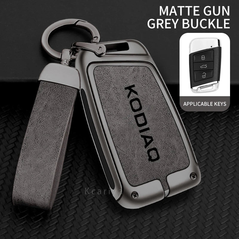 Zinc Alloy Car Remote Control Key Case Cover Holder Shell Fob for Skoda Kodiaq Protection Key Chain Buckle Keyless Accessories CM World