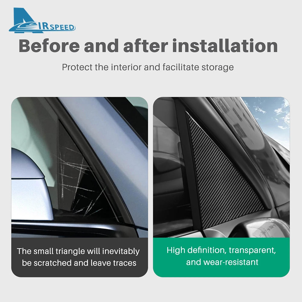 For Tesla Model Y 2025 A Pillar Outer Triangle Carbon Fiber Pattern TPU Film Interior Decoration Car Modification Accessories Car Mobile World
