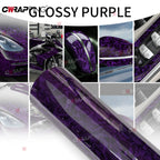 145x200cm Forged Carbon Fiber Purple Car Vinyl Wrap Waterproof Self-Adhesive Film for Hood Roof PPF Vinyl Car Body Covering Film Car Mobile World