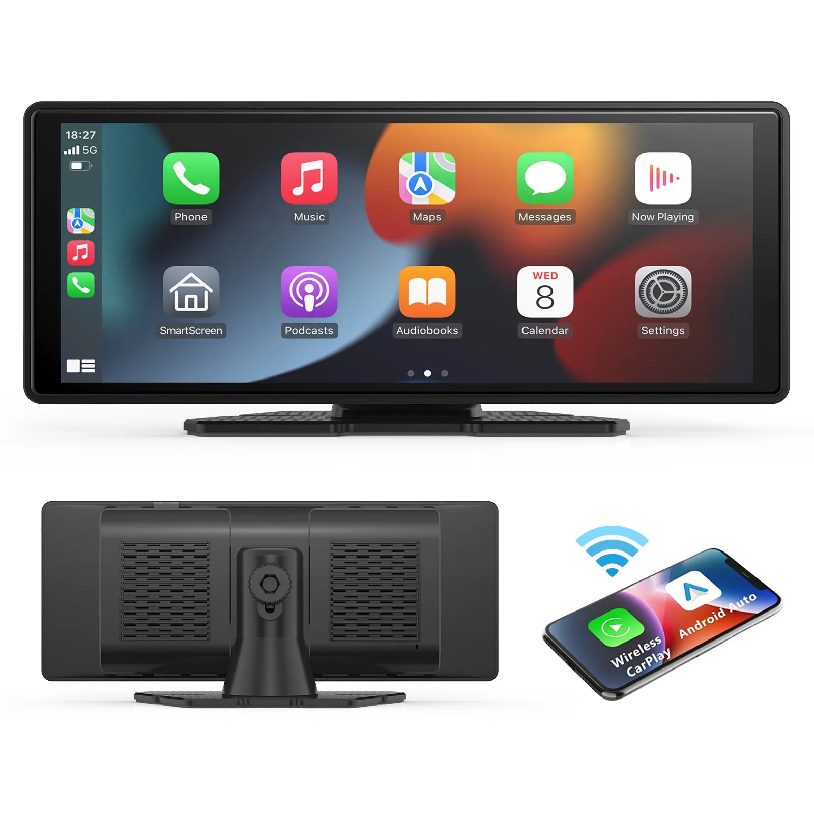 Universal Portable Carplay for Car Screen, Wireless Carplay Screen Wireless Car Stereo with Carplay Android Auto, Car Touchscree CM World