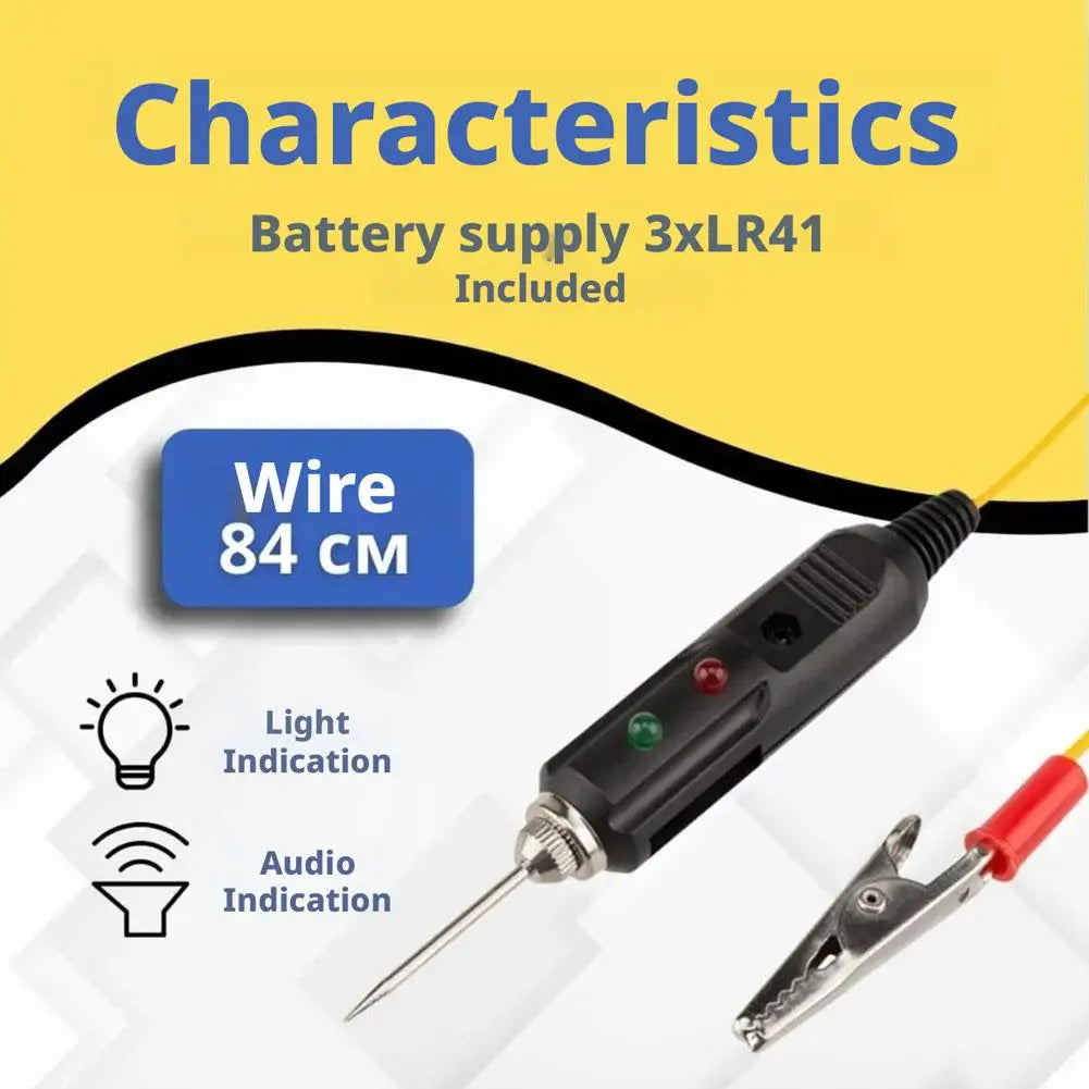 Car Voltage Detector Pen Dual Color LED Indicator Light Buzzer Beep Auto Circuit Tester High Precision