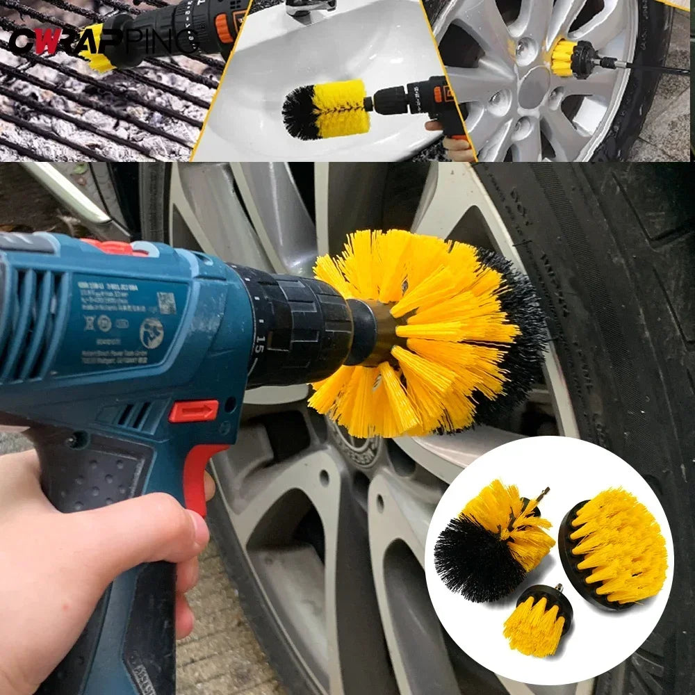 Nylon round Cleaning Brush Set for Electric Drill High-Density Bristle Carpet And Glass Cleaning Tool Kit. CM World