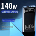 Lenovo 140W Power Bank Super Fast Charging Battery High Capacity Digital Display 100000mAh Power Bank For Iphone Samsung Xiaomi Car Mobile World