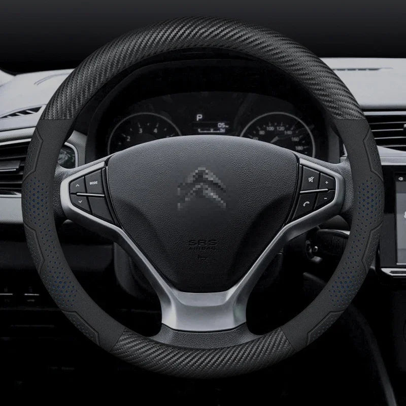 For Citroen C1 C2 C3 C4 C5 C6 VTS Xsara C-Crosser Berlingo Jumpy Carbon fiber Suede Car Steering Wheel Cover Auto Accessories CM World