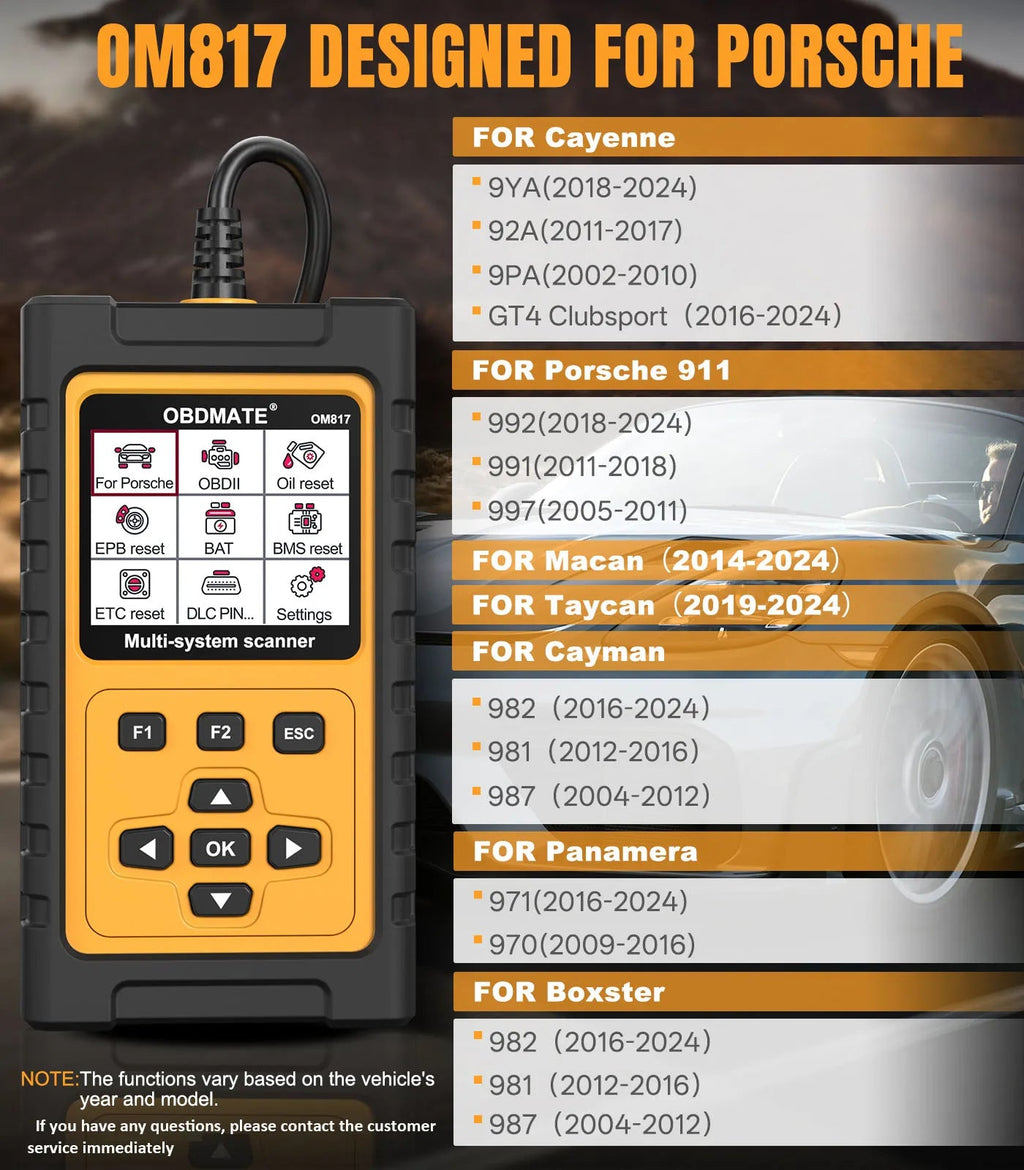Car OBD2 Scanner for Porsche Full System Diagnostic With Multi Resets Services Battery Test Automotive Scanner Lifetime Update Car Mobile World