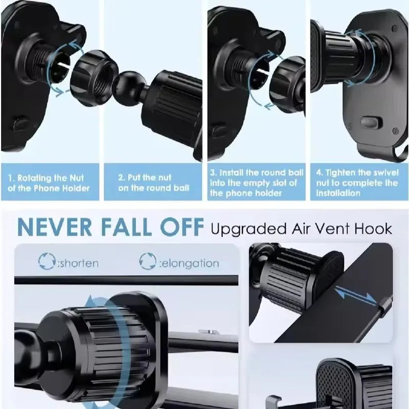 Car Phone Holder Car Air Vent Clip Mount Mobile Cell Stand Smartphone GPS Support For 4.7-6.7 Inch Mobile Devices For iPhone