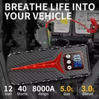 Car Jump Starter 8000A Battery Charger 298000mAh Emergency Power Bank Booster for 12V Gas and Diesel Vehicles CM World