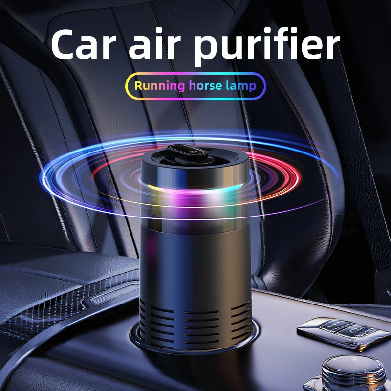 Portable Car Air Purifier Negative Ion & HEPA Filter Low Noise DeodorizerDust Smoke Removal Compact Design for Car Home Use CM World