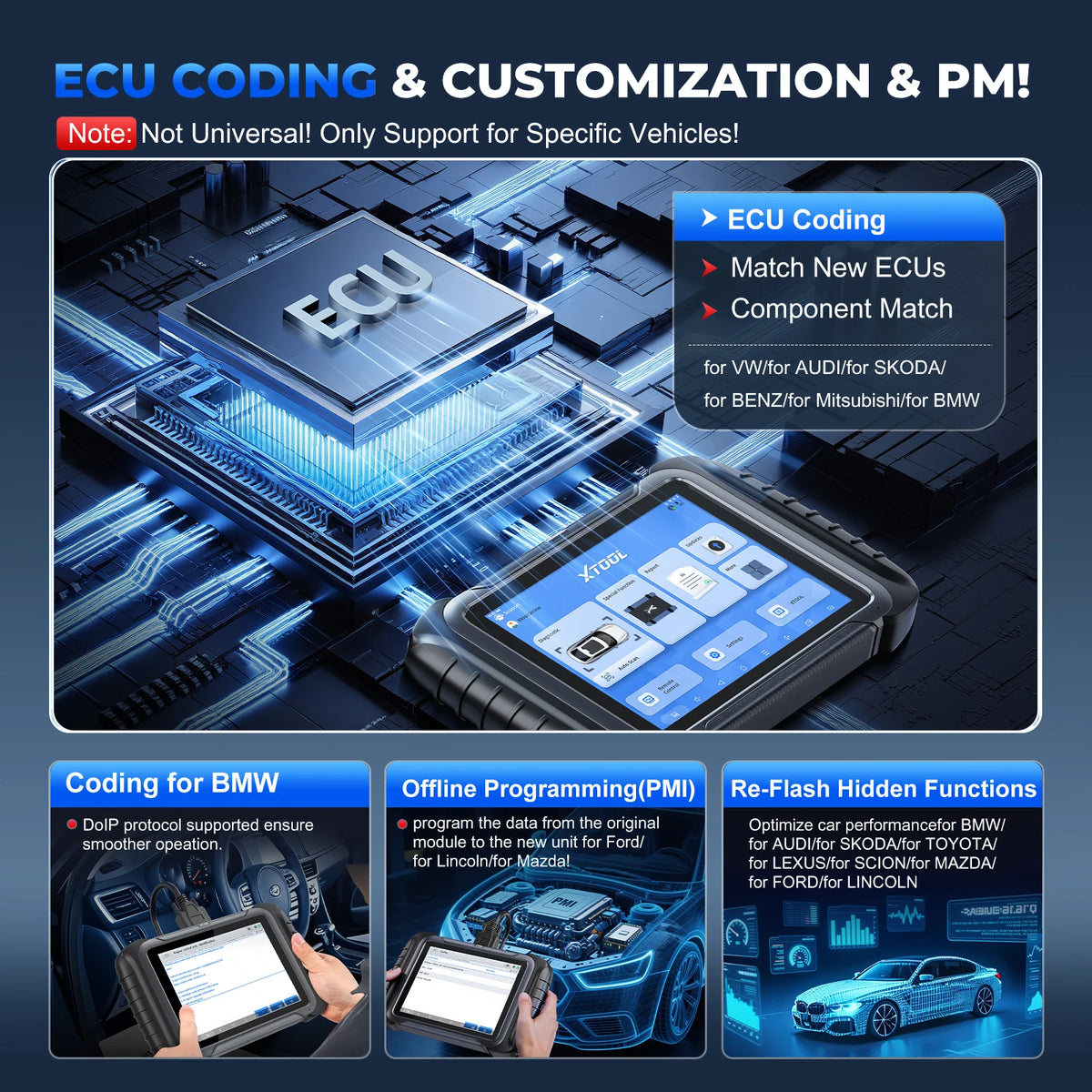 XTOOL D8S Car Diagnostic Tools Automotive Scanner ECU Coding 42+ Services Topplogy Bidirectional Key Programming CANFD DOIP FCA