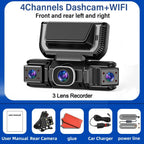 4Camera 360 Degrees Car DVR 1080P Video Recorder WiFi APP DashCam 4Channel Front Left Right Rear View Camera 24H Parking Monitor Car Mobile World
