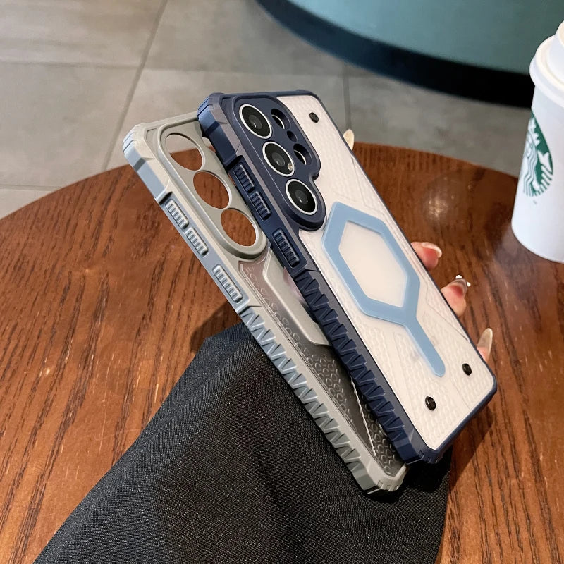 For Samsung Galaxy S26 S23 S24 S25 Ultra Plus FE A17 A27 A36 A37 A56 A57 for Magsafe Four Corner Anti Drop Magnetic Phone Case