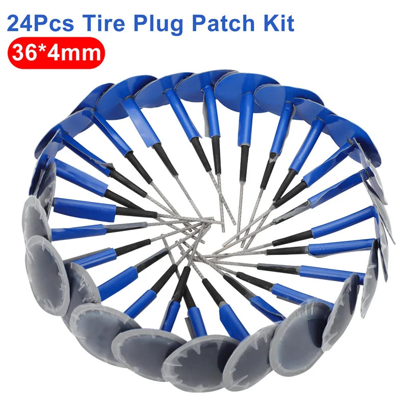 24pcs Tire Patches Kit 36*4mm Tire Repair Patch Plug Kit Mushroom Plug Patch Gum For Tire Tread Puncture Repairs