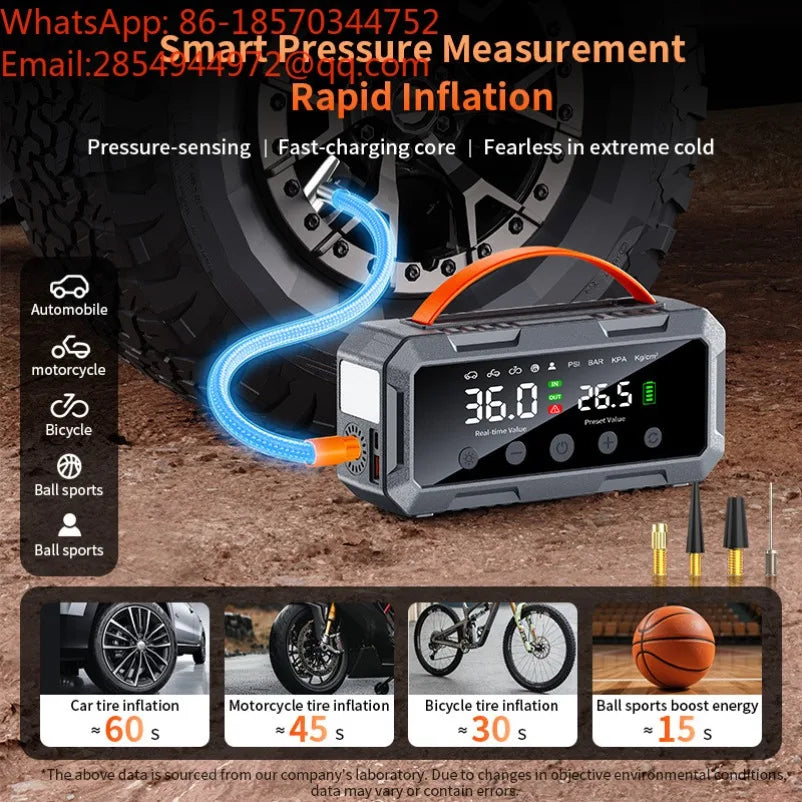 8000A Dual 25‑Cylinder Car Jump Starter Built‑In Air Compressor Portable Vehicle Emergency Booster Power Bank