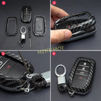 Car Key Cover Case Chain For Toyota Corolla Cross Sequoia Fortuner Prius Venza Alphard Sienna Tundra Mirai Yaris Carbon Fiber CM World