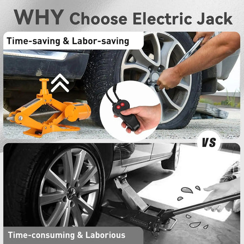 3Ton 12V Electric Scissor Car Jack Kit, Portable Auto Lift with 17.7" Range for SUV/Sedan CM World