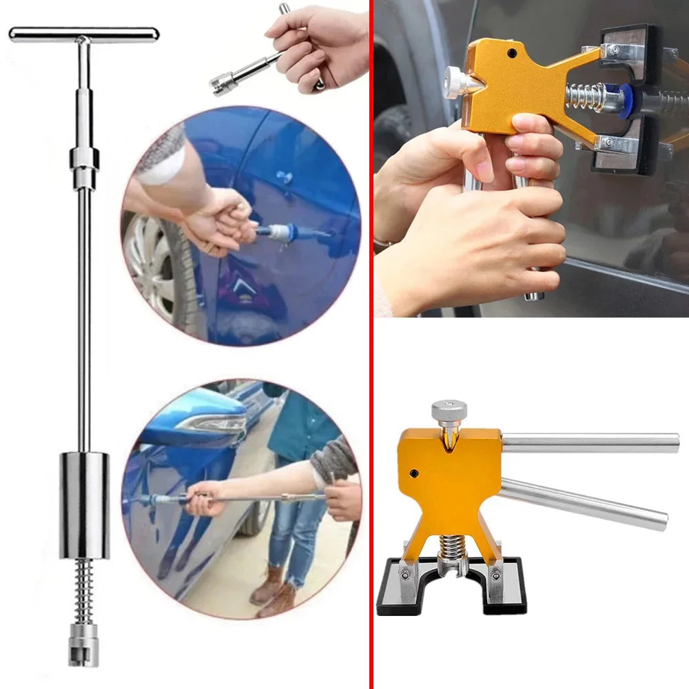 Car Dent Puller Repair Tools Slide Reverse Hammer Suction Cup Body Paintless T-Bar Dent Puller Kit Auto Hail Repair Accessories CM World