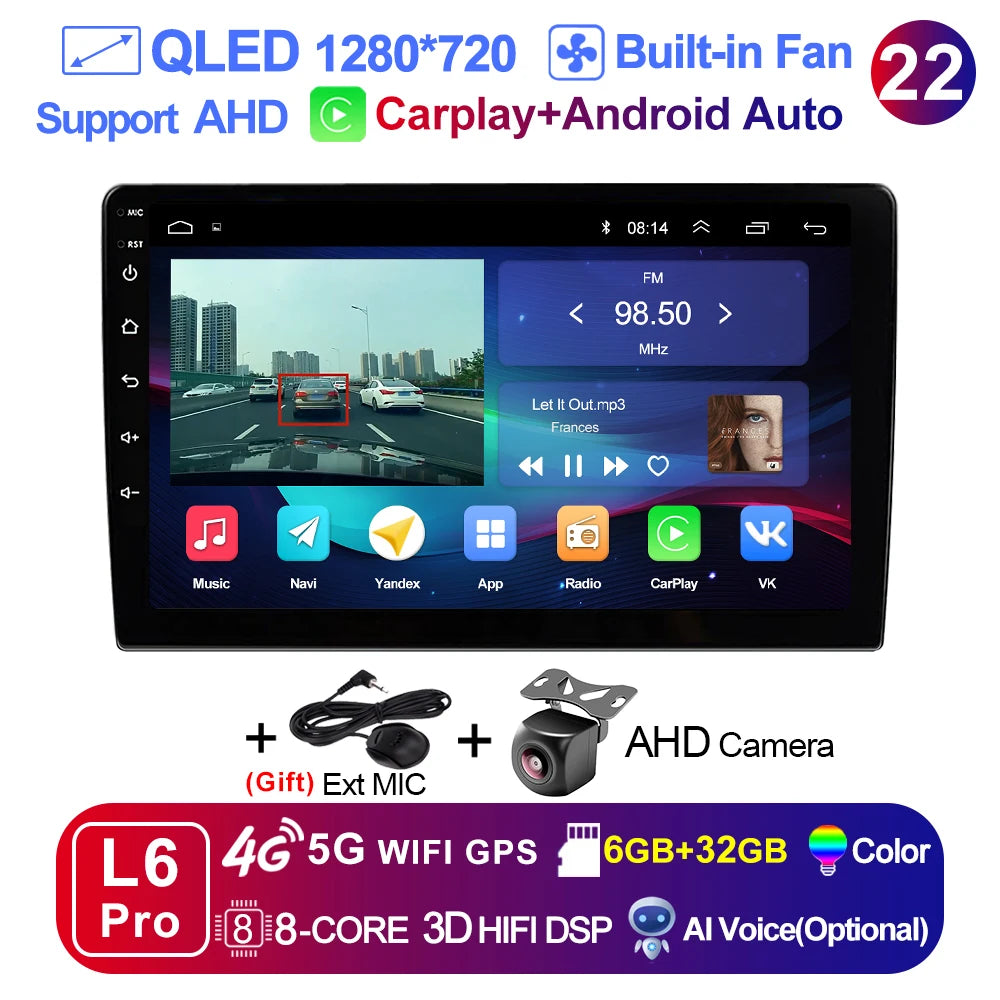 LEHX 9 inch Wireless Carplay 2din Android 15 Car Radio Multimedia Video Player Universal GPS Navigation 4G WiFi  AutoRadio CM World