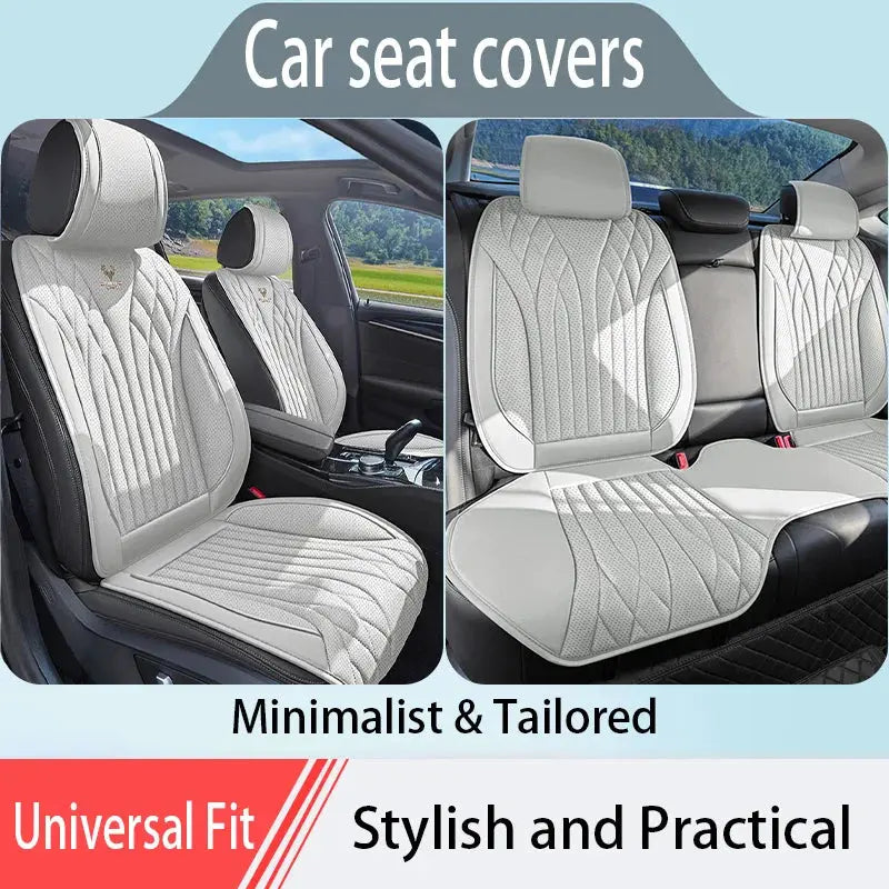 Universal Half Wrap Nappa Leather Seat Cover, Concise Design, Snug Fit, Soft & Breathable, Practical Auto Interior Accessory Car Mobile World