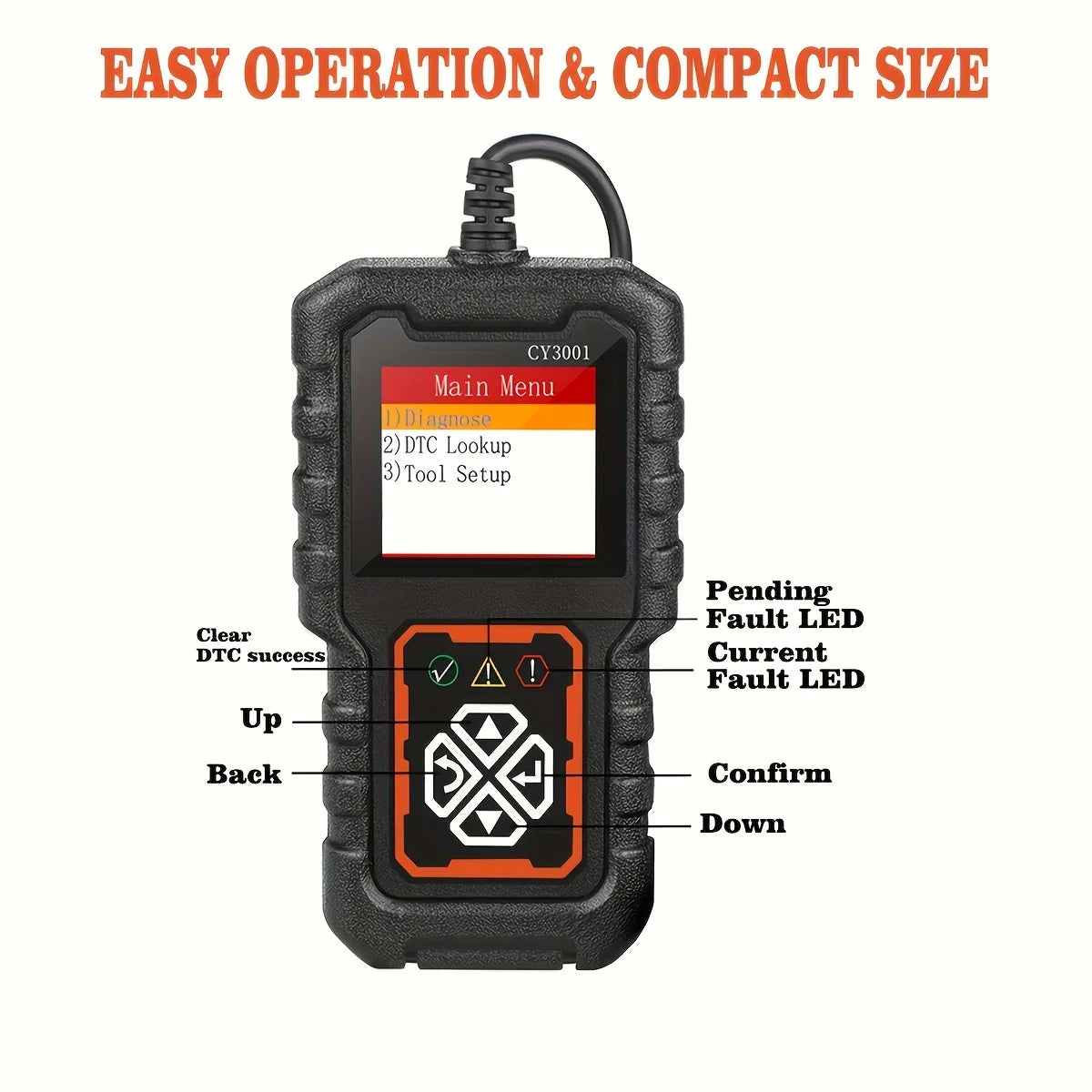 Car OBD2 Scanner Diagnostic Tool Code Reader, Car Voltage Tester Engine Fault Code Scanner, Charging Tester Diagnostic cy3001B Car Mobile World