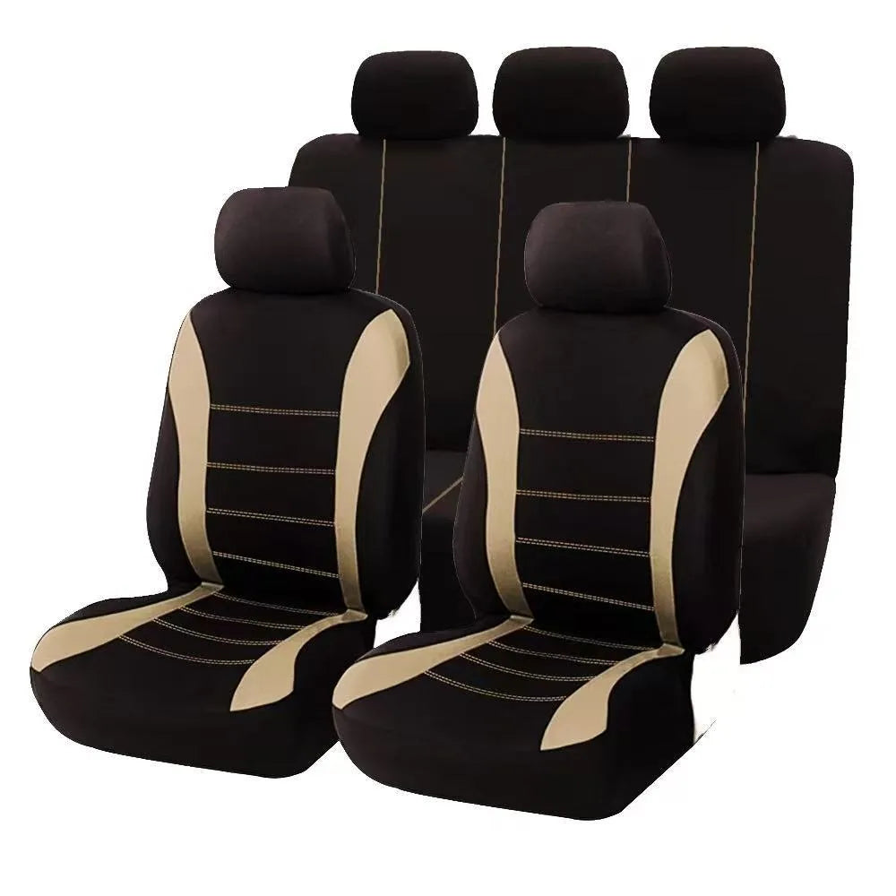 Universal Five-Seater Car Fabric Seat Covers with Stitching CM World