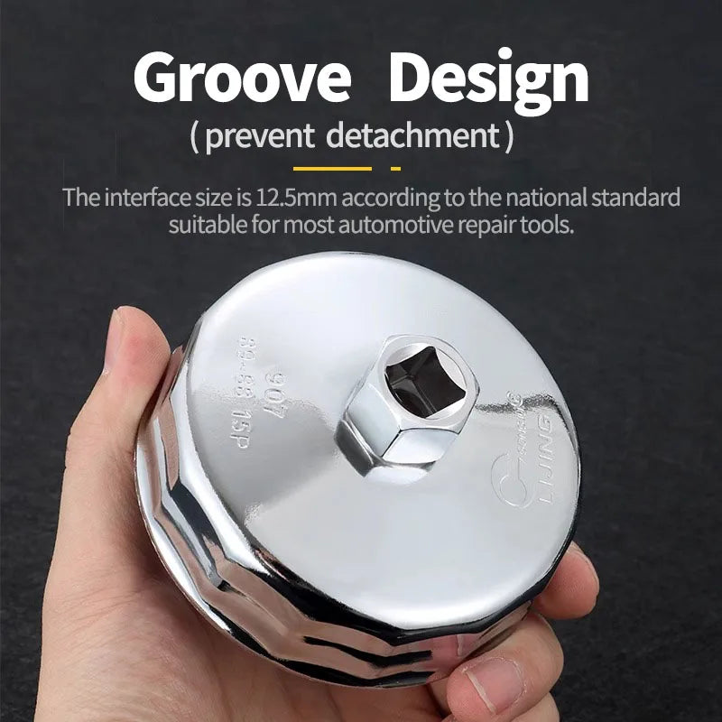 64mm-102mm End Cap Machine Filter Removal Tool 1/2" Square Drive Oil Filter Universal Socket Wrench Remover Auto Housing Tool Car Mobile World