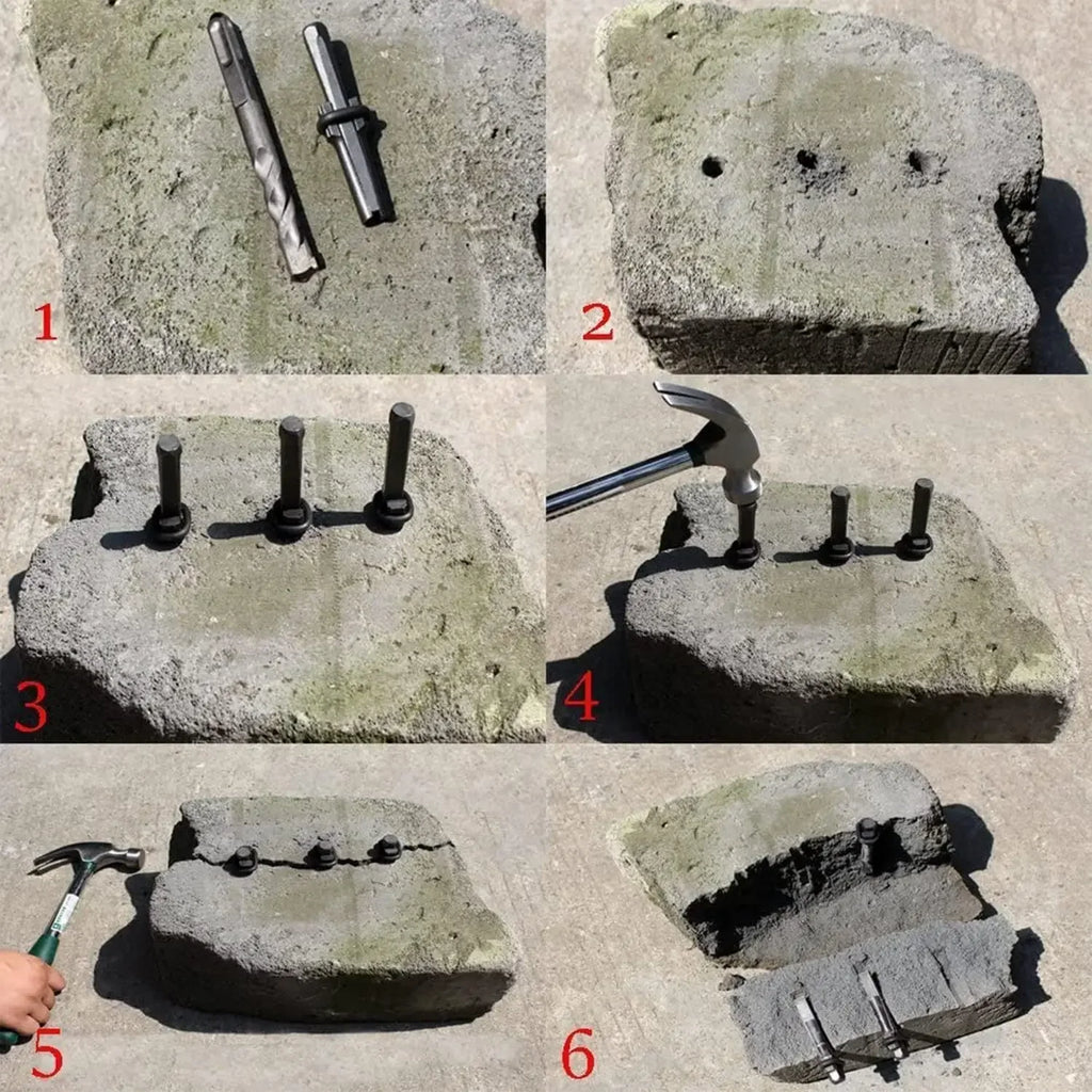 5/10Pcs Wedge and Feather Shims Heavy Duty Stone Splitting Tools for Concrete Rock Stone Splitter Marble Granite Hand Tools CM World