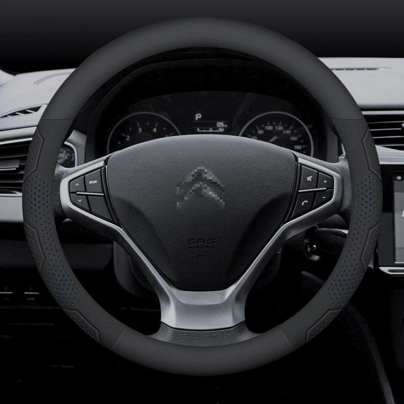 For Citroen C1 C2 C3 C4 C5 C6 VTS Xsara C-Crosser Berlingo Jumpy Carbon fiber Suede Car Steering Wheel Cover Auto Accessories CM World