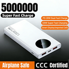 500000mAh Power Bank 120W Super Fast Charging PD20W Dual Way Digital Display Airplane Safe CCC For iPhone Samsung Xiaomi Car Mobile World