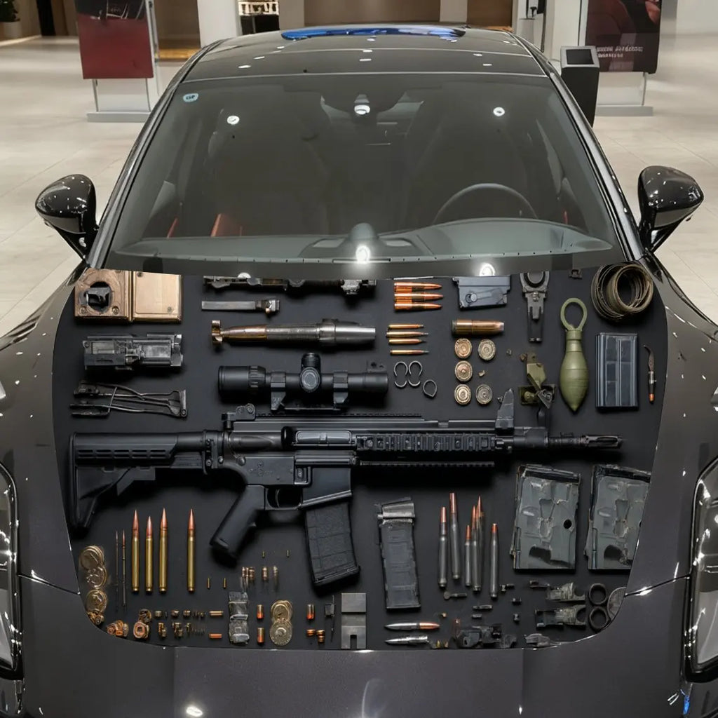 Firearms Pattern PVC Car Hood Wraps, Self-Adhesive Waterproof Car Bonnet Decal Sticker, Car Decoration Protection Stickers for T
