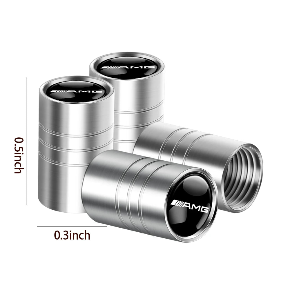 4Pcs Metal Stying Car Wheel Tire Air Valve Caps for AMG W140 W168 W169 W176 W177 GLS GLB EQC CLS SLK A200 GLK CLK A260 GLC CLG CM World