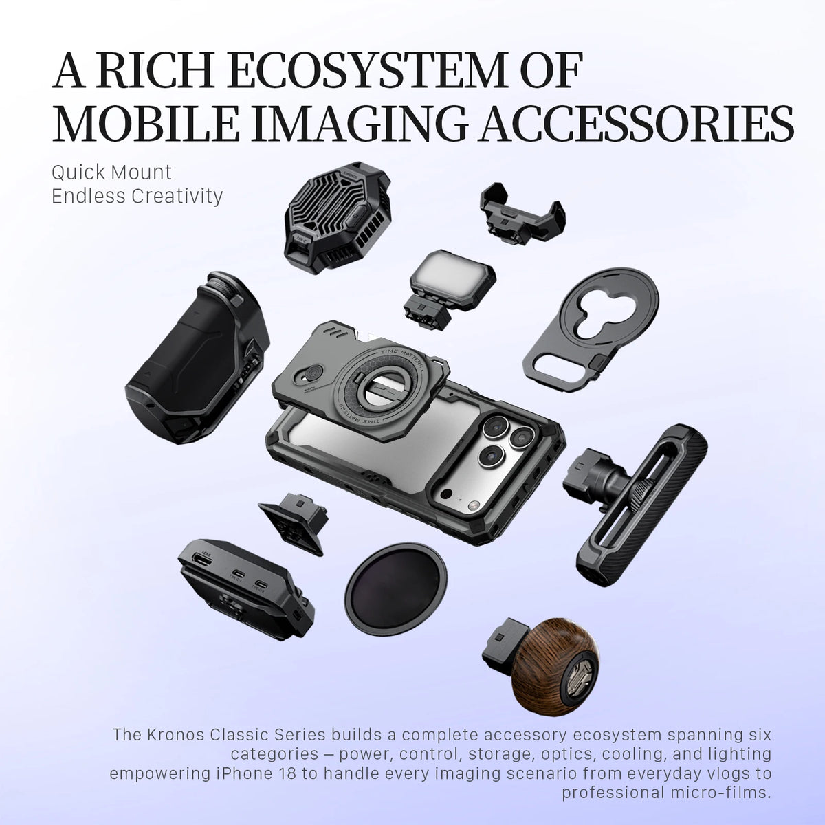 TILTA Khronos Accessorise iPhone 18 Pro/Pro Max Cage Ecosystem Accessorise Baseplate Quick Release Filter Tray 58mm 17mm Thread