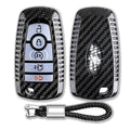 for Key Cover Ford Mustang Carbon Fiber Key Shell Protector Cover for Ford 150 Fusion  Escape 5 Button Key Case With Keychain CM World