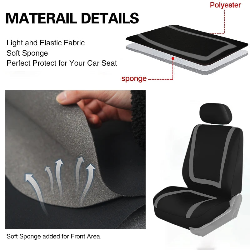 Full Set Car Seat Cover Fabric Universal Polyester Breathable Washable Suitable For Car Truck Van Suv Car Accessories Interior CM World