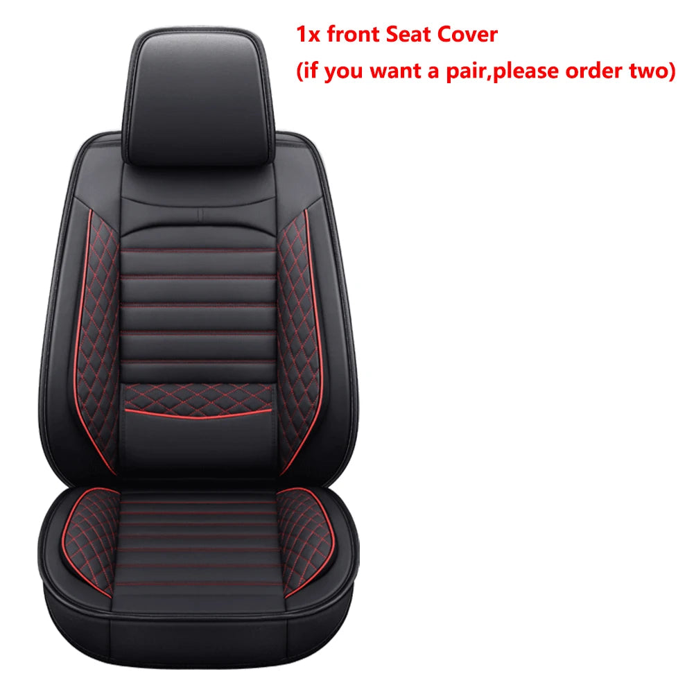 Black & White Faux Leather Car Seat Covers - Universal Fit, Lumbar Support, Waterproof, Anti-Slip, Durable for Cars, SUVs, Truck CM World