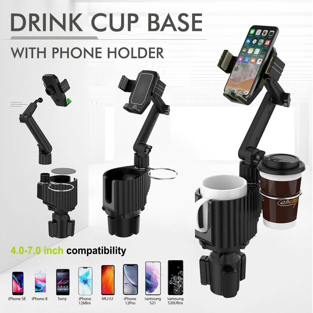 Universal Multifunction Car Cup Holder 360 Degree Adjustable Cellphone Mount Stand for Mobile Phone GPS Clip Cradle Accessories CM World