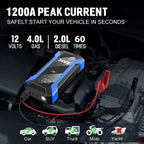 12V Car Jump Starter 1200A Output Portable Emergency Start-up Charger Petrol Car Power Bank Booster Battery Starting Device